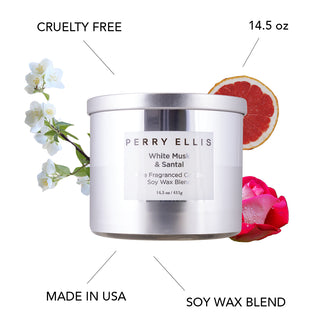 Perry Ellis White Musk + Santal Candle 14.5 oz